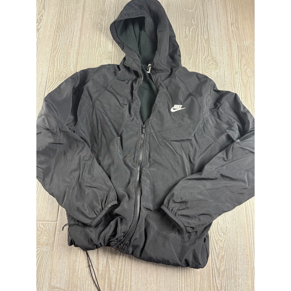 Nike Mens Black Therma-FIT Fleece Lined Zip Up Hooded Jacket Lightweight Medium